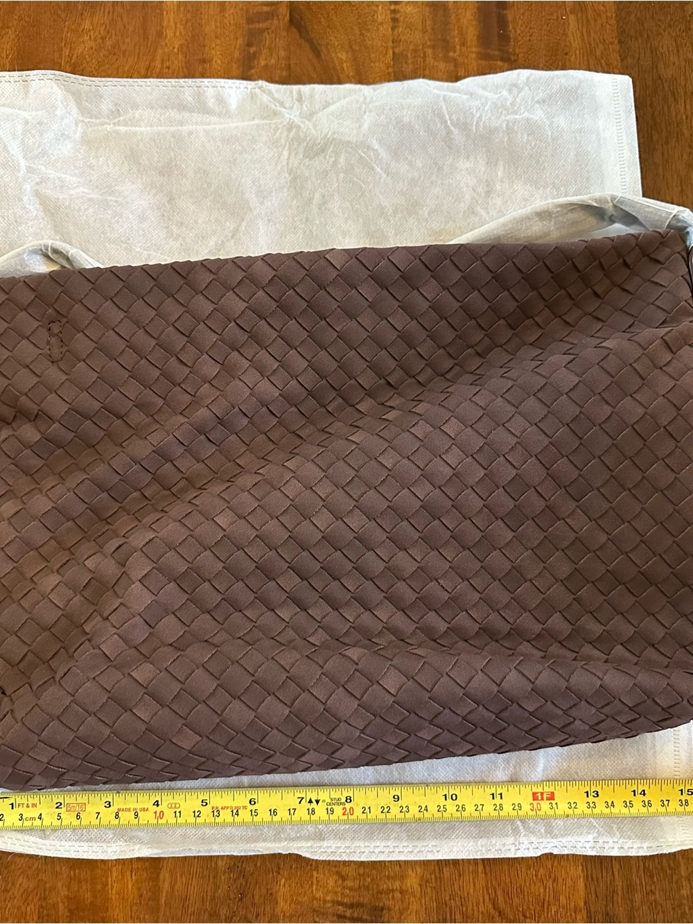 Woven Suede Tote Bag in Dark Brown - Picture 2 of 5